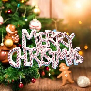 Merry Christmas Peppermint Ornament Faux Candy Cane Red White Tree Decor